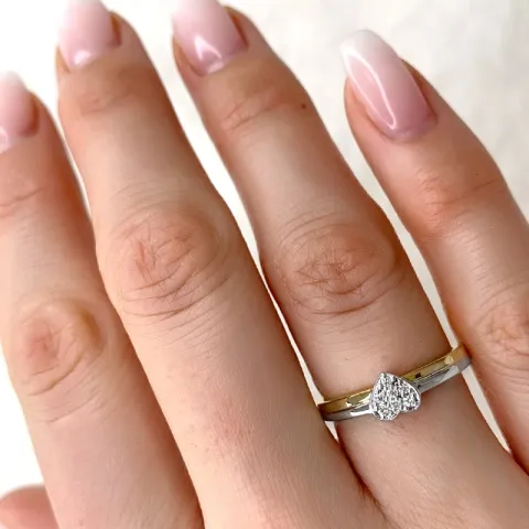 Herz Diamantring in 9 Karat Gold- und Weißgold 0,05 ct