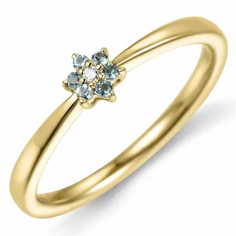 Blumen topas diamantring in 9 karat gold 0,01 ct 0,06 ct