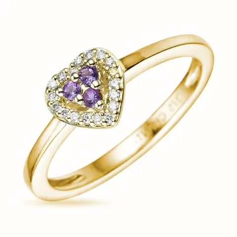 Herz Amethyst Diamantring in 9 Karat Gold 0,07 ct 0,05 ct