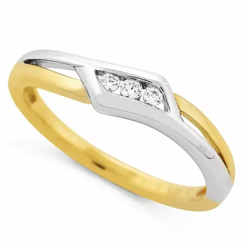 abstraktem Diamant Ring in 9 Karat Gold- und Weißgold 0,06 ct