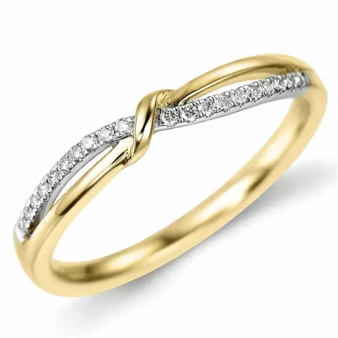 Einfacher diamantring in 9 karat gold- und weißgold 0,10 ct