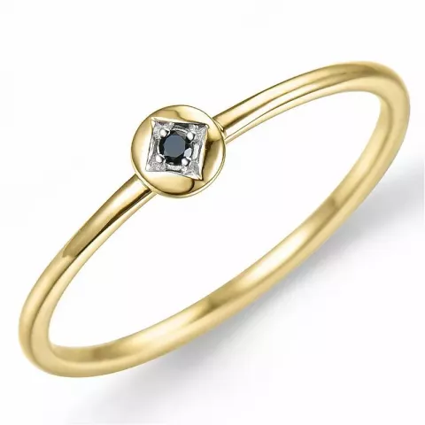 runder schwarz Diamant Ring in 9 Karat Gold 0,01 ct