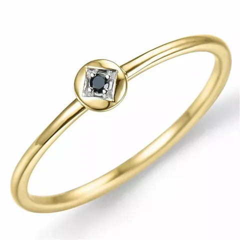 runder schwarz Diamant Ring in 9 Karat Gold 0,01 ct