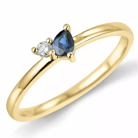 Saphir Diamantring in 9 Karat Gold 0,22 ct 0,04 ct