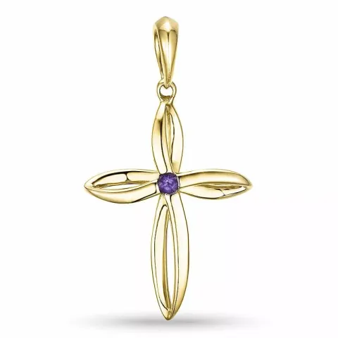 Kreuz Amethyst Anhänger in 9 karat Gold 0,02 ct