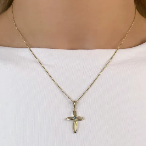 Kreuz topas anhänger in 9 karat gold 0,03 ct