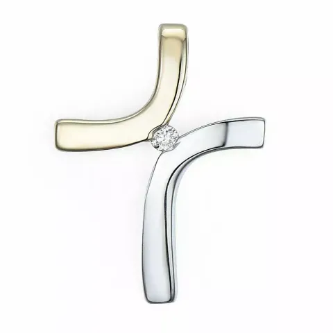 Kreuz Diamant Anhänger in 9 karat Gold- und Weißgold 0,02 ct