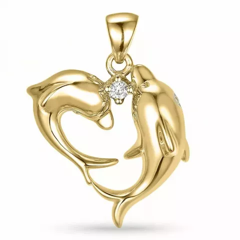 Delfin diamantanhänger in 9 karat gold 0,04 ct
