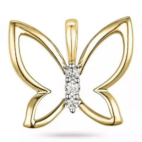 Schmetterlinge diamant anhänger in 9 karat gold 0,04 ct