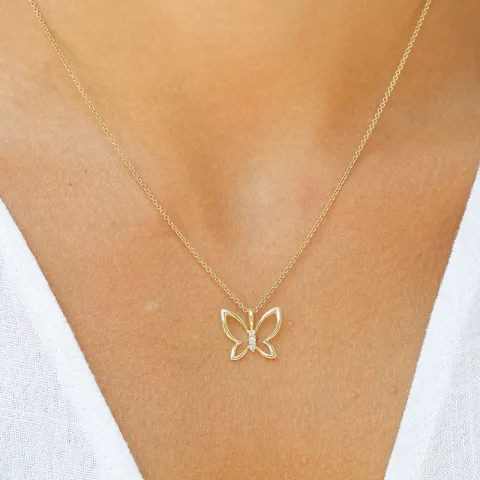 Schmetterlinge diamant anhänger in 9 karat gold 0,04 ct