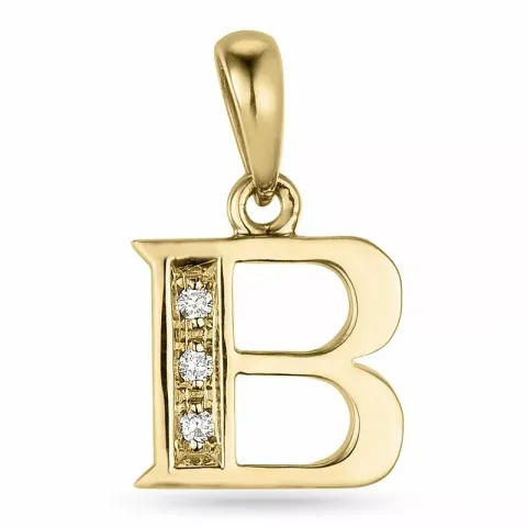 Buchstab b diamant anhänger in 9 karat gold 0,02 ct