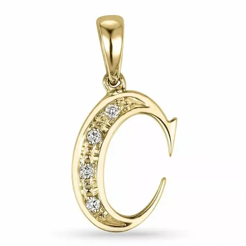 Buchstab c diamant anhänger in 9 karat gold 0,02 ct