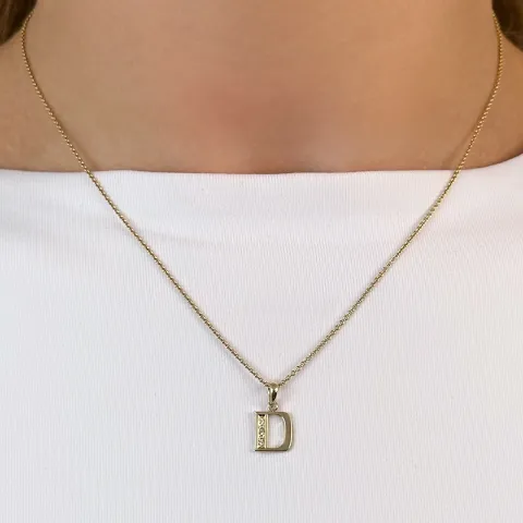 Buchstab d diamant anhänger in 9 karat gold 0,02 ct