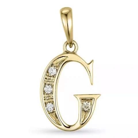 Buchstab g diamant anhänger in 9 karat gold 0,03 ct