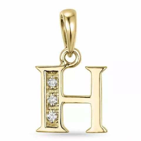 Buchstab h diamant anhänger in 9 karat gold 0,02 ct