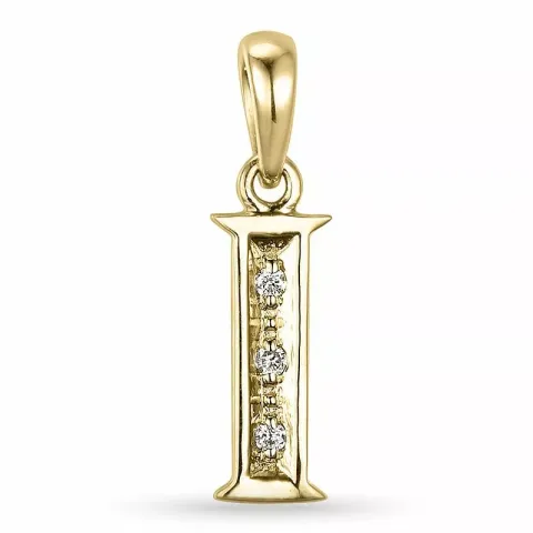 Buchstab i diamant anhänger in 9 karat gold 0,02 ct