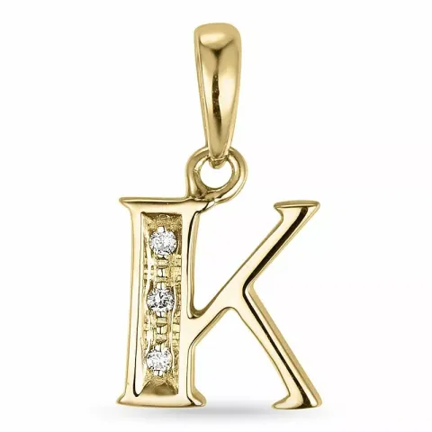 Buchstab k diamantanhänger in 9 karat gold 0,02 ct