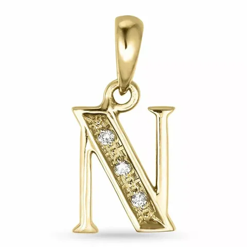 Buchstab n diamant anhänger in 9 karat gold 0,02 ct