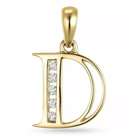 buchstab d Diamant Anhänger in 9 karat Gold 0,05 ct