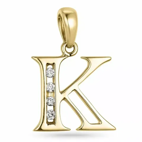 buchstab k Anhänger in 9 karat Gold 0,04 ct