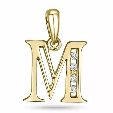 buchstab m Diamant Anhänger in 9 karat Gold 0,04 ct