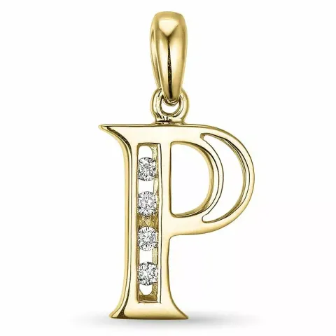 buchstab p Diamant Anhänger in 9 karat Gold 0,04 ct
