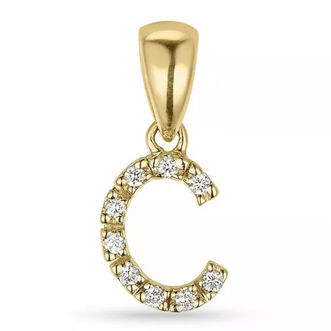 Buchstab c diamant anhänger in 9 karat gold 0,05 ct