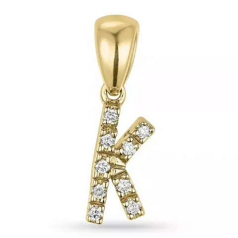 Buchstab k diamant anhänger in 9 karat gold 0,06 ct