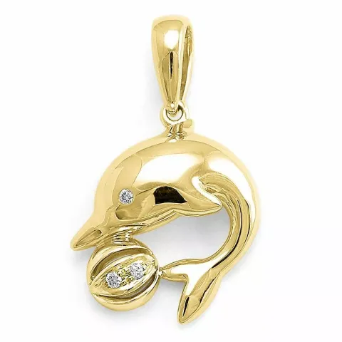 Delfin diamantanhänger in 9 karat gold 0,01 ct