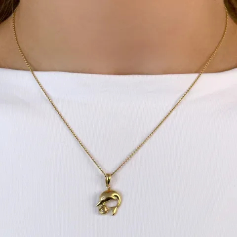 Delfin diamantanhänger in 9 karat gold 0,01 ct