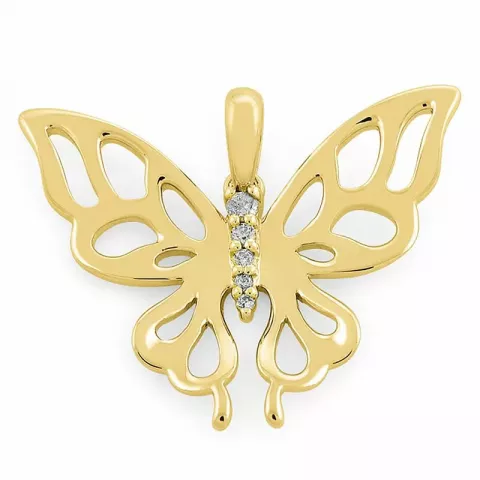 Schmetterlinge Diamant Anhänger in 9 karat Gold 0,06 ct