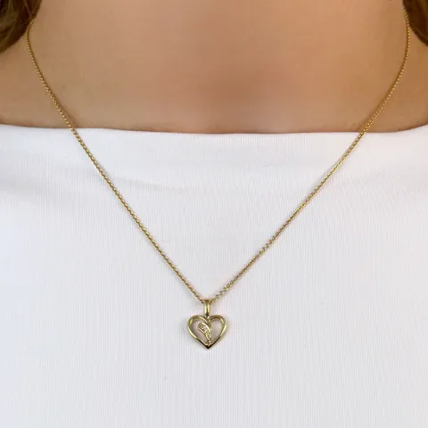 Herz diamant anhänger in 9 karat gold 0,01 ct