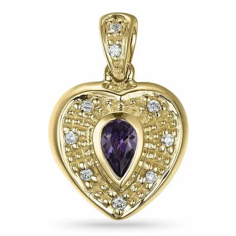 Herz amethyst diamantanhänger in 9 karat gold 0,04 ct 0,20 ct