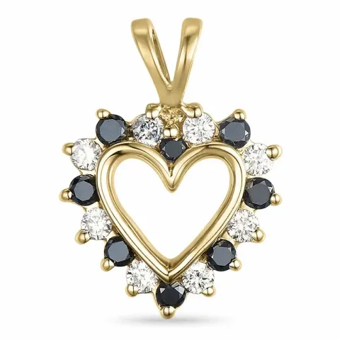 Herz schwarz Diamant Anhänger in 9 karat Gold 0,13 ct 0,12 ct