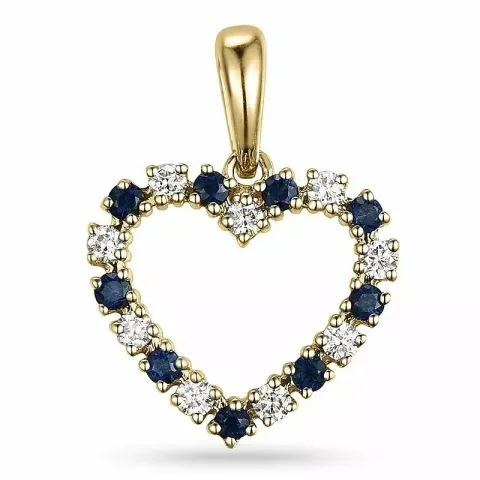 Herz Saphir Diamantanhänger in 9 karat Gold 0,20 ct 0,29 ct
