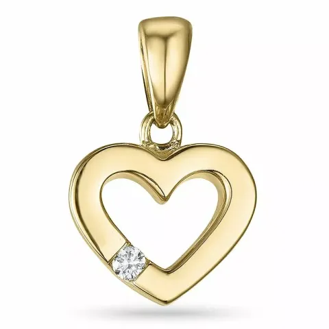 Herz diamant anhänger in 9 karat gold 0,02 ct