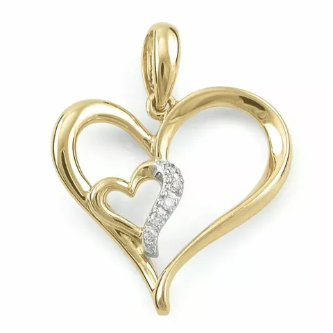 Herz anhänger in 9 karat gold- und weißgold 0,03 ct  ct