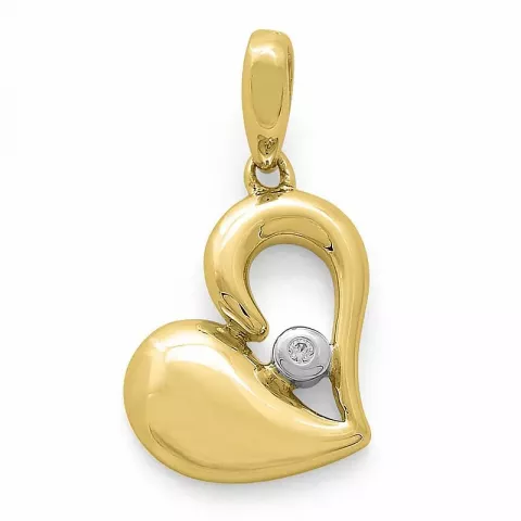 Herz Diamant Anhänger in 9 karat Gold- und Weißgold 0,01 ct