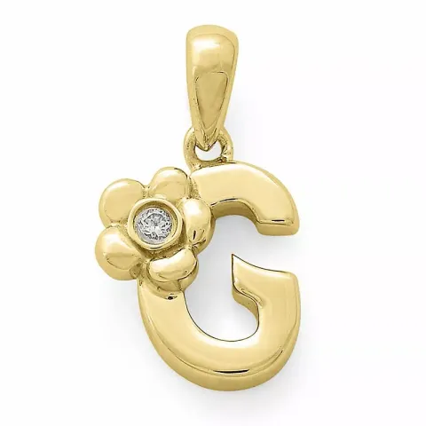 Buchstab g diamant anhänger in 9 karat gold 0,01 ct