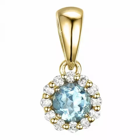 Elegant runder topas diamantanhänger in 9 karat gold 0,07 ct 0,30 ct