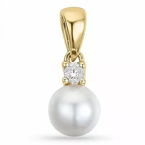 Perle Diamantanhänger in 9 karat Gold 0,05 ct