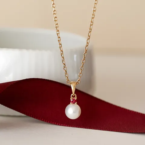 Perle Anhänger in 9 karat Gold 0,07 ct