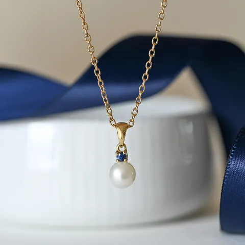 Perle Anhänger in 9 karat Gold 0,07 ct