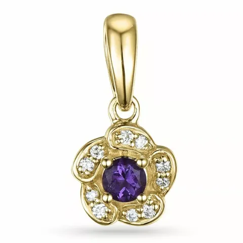 Blumen amethyst diamantanhänger in 9 karat gold 0,04 ct 0,12 ct