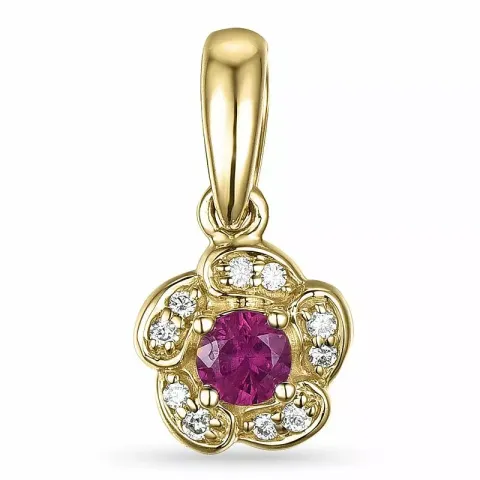 Blumen rubin diamantanhänger in 9 karat gold 0,04 ct 0,16 ct