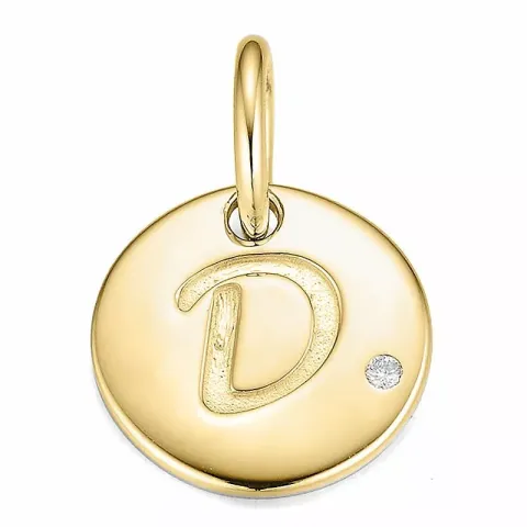 Buchstab d diamant anhänger in 9 karat gold 0,01 ct