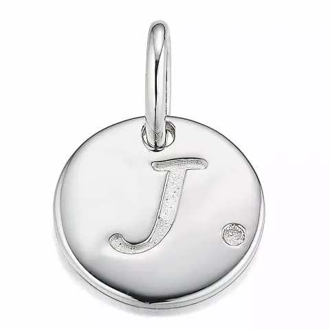 Buchstab j diamant anhänger in 9 karat weißgold 0,01 ct