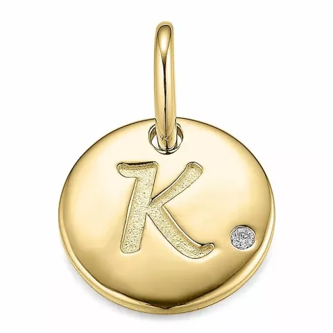 Buchstab k diamantanhänger in 9 karat gold 0,01 ct