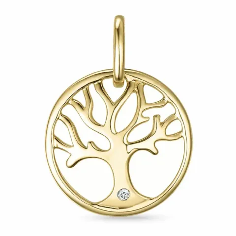 Lebensbaum Diamant Anhänger in 9 karat Gold 0,01 ct