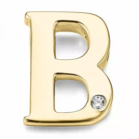 Buchstab b diamant anhänger in 9 karat gold 0,01 ct